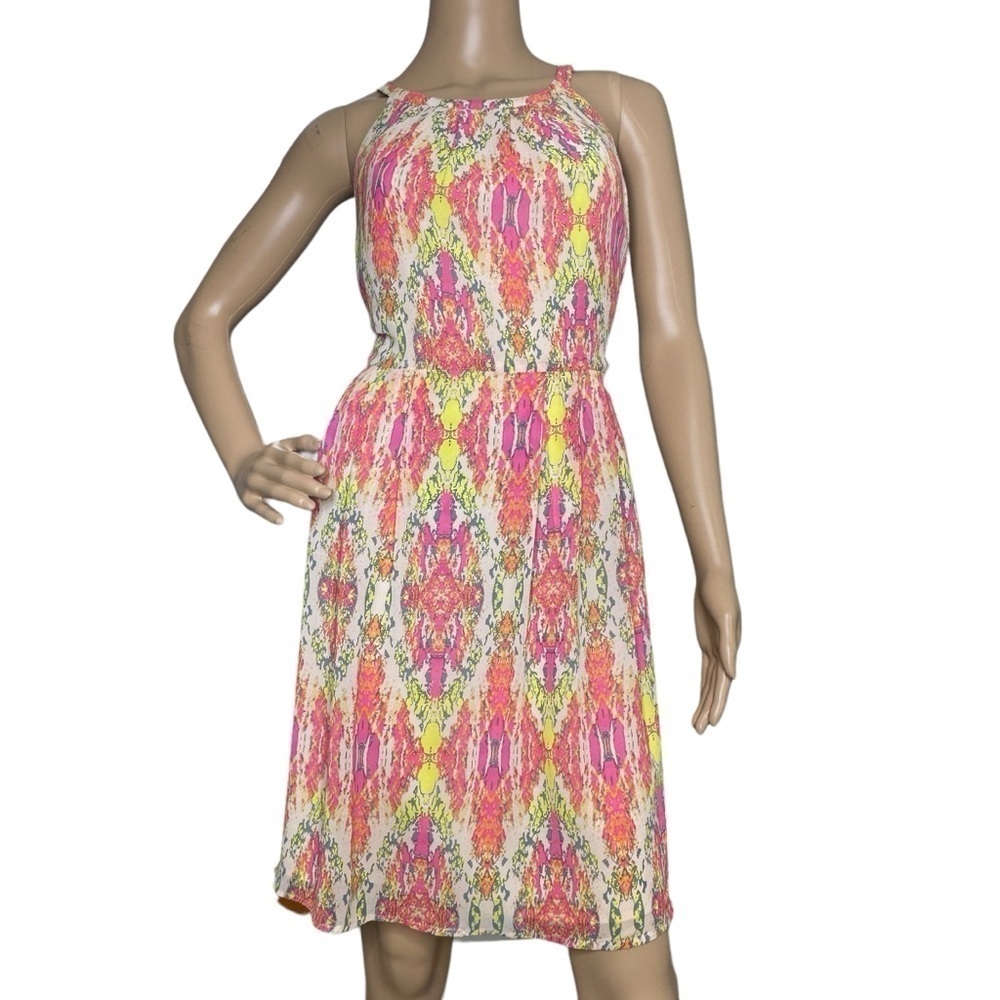 Skies Are Blue pink and yellow dress, medium